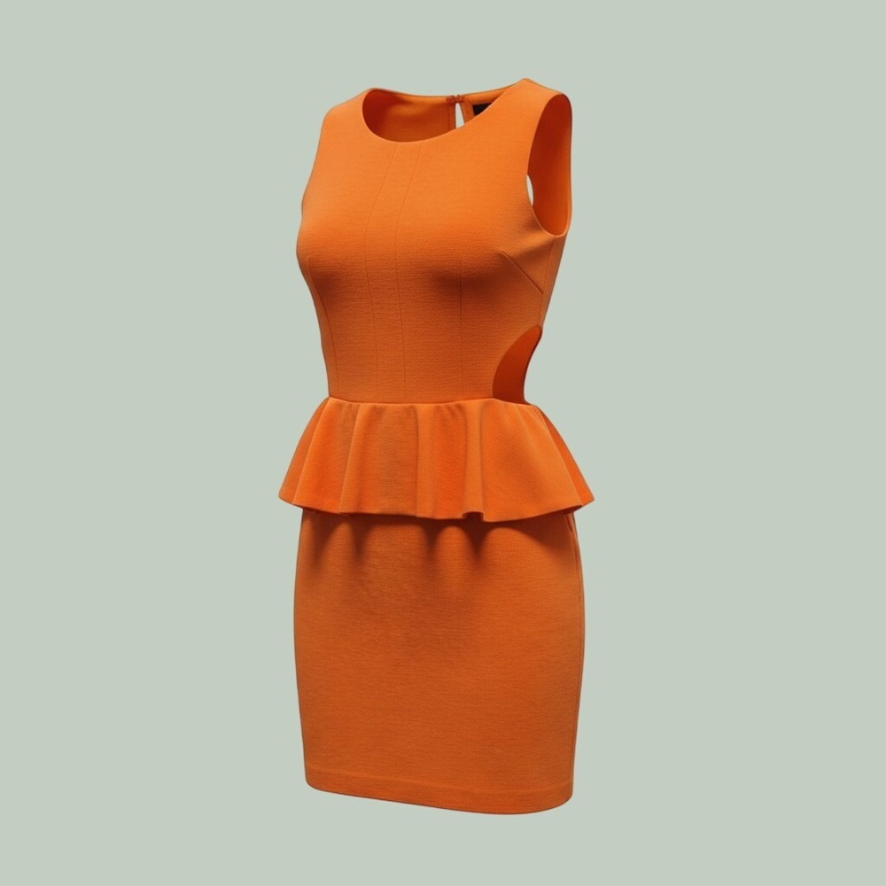Cocktail Party Cutout Peplum Sleeveless Mini Dress Womens Large Orange Ark & Co
